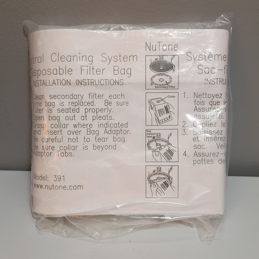 NuTone 391 6 Gallon Filter Bags Set of 3 CV350 CV352 CV353 CV450 CV653 CV750